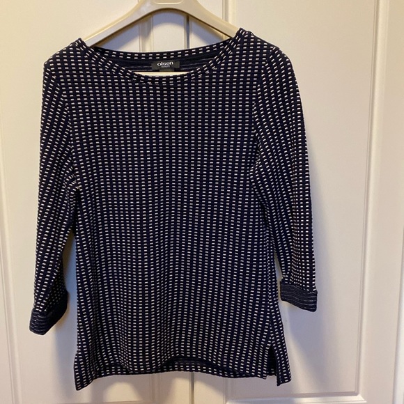 OLSEN EUROPE BLACK/WHITE PATTERNED SWEATER /TOP SIZE S/6. - Picture 6 of 11